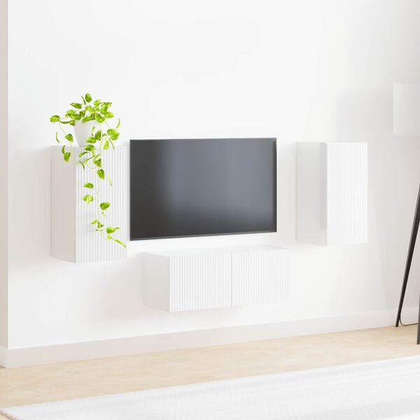 vidaXL Ensemble meuble TV 6 pcs Blanc brillant Bois d'ing&eacute;nierie