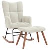 vidaXL Chaise &agrave; bascule avec repose-pied Blanc cr&egrave;me Velours