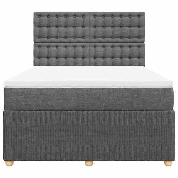 vidaXL Sommier &agrave; lattes de lit avec matelas Gris fonc&eacute; 140x190cm Tissu