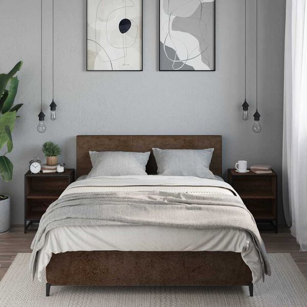 vidaXL Tables de chevet 2 pcs ch&ecirc;ne marron bois d'ing&eacute;nierie et m&eacute;tal