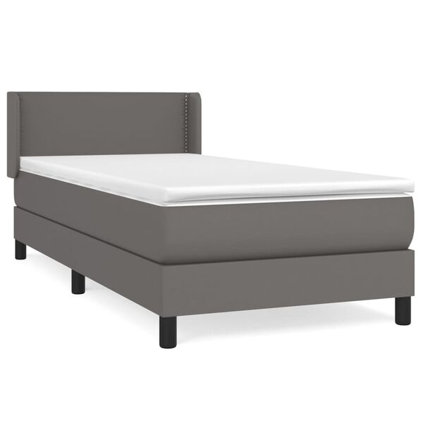 vidaXL Sommier &agrave; lattes de lit avec matelas Gris 80x200 cm Similicuir