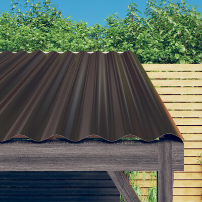 vidaXL Panneaux de toit 12 pcs Acier enduit de poudre Marron 100x36 cm
