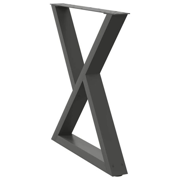 vidaXL Pieds de table &agrave; manger 2 pi&egrave;ces Anthracite 70 x (72-73,3) cm Acier