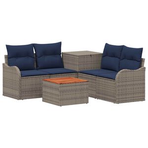 vidaXL Ensemble de Canap&eacute;s 6 pc Gris et bleu marine