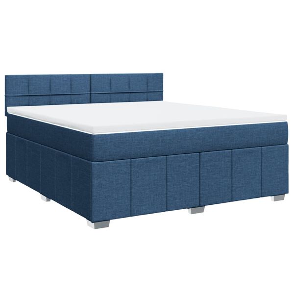 vidaXL Sommier &agrave; lattes de lit avec matelas Bleu 180x200 cm Tissu