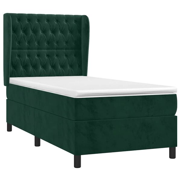 vidaXL Sommier &agrave; lattes de lit avec matelas Vert fonc&eacute; 90x200 cm