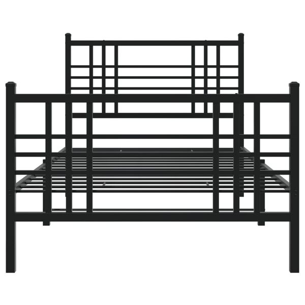 vidaXL Cadre de lit métal sans matelas avec pied de lit noir 107x203cm