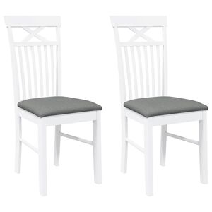 vidaXL Chaises &agrave; manger coussins 2 pcs blanc bois massif caoutchouc