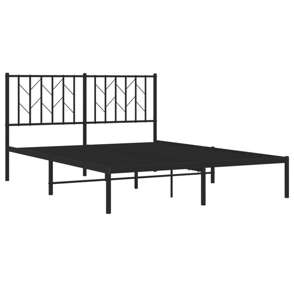 vidaXL Cadre de lit métal sans matelas avec tête de lit noir 135x190cm