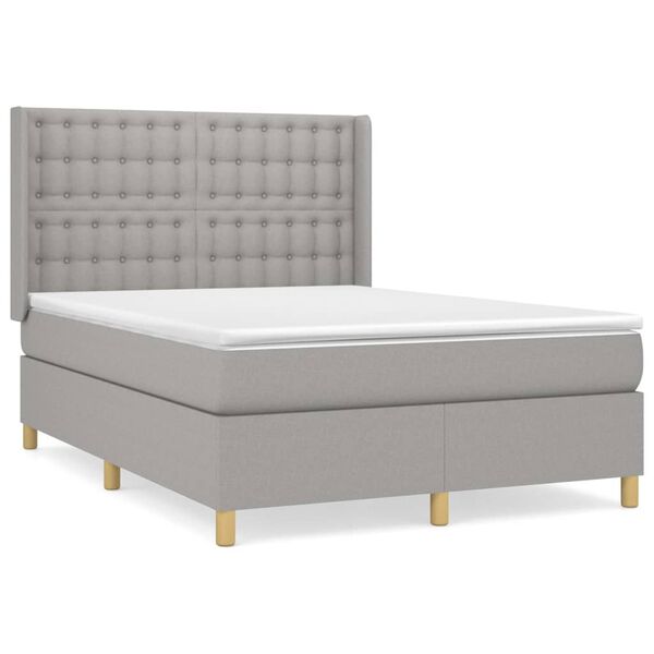 vidaXL Sommier &agrave; lattes de lit avec matelas Gris clair 140x200cm Tissu