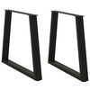 vidaXL Pieds de table &agrave; manger en forme de V, 2 pi&egrave;ces, noir, 70 x (72-73,3) cm, acier