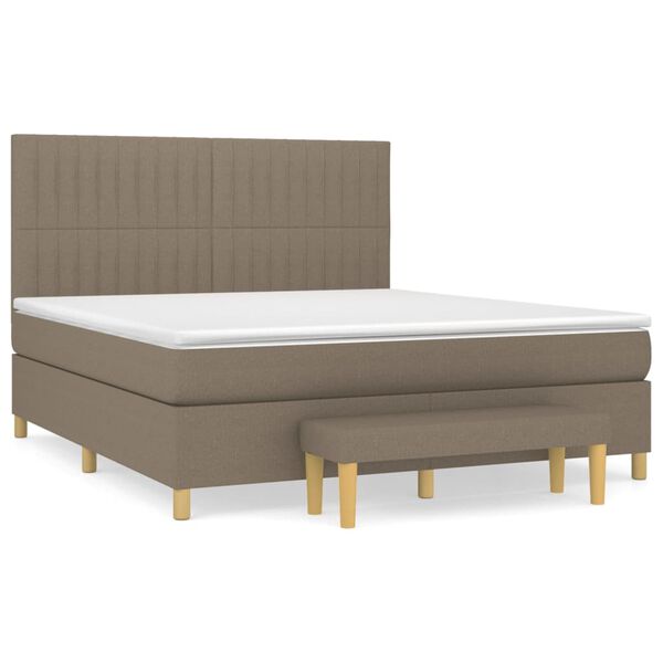 vidaXL Sommier &agrave; lattes de lit avec matelas Taupe 160x200 cm Tissu