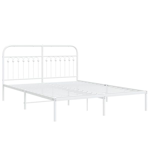 vidaXL Cadre de lit métal sans matelas et tête de lit blanc 150x200 cm