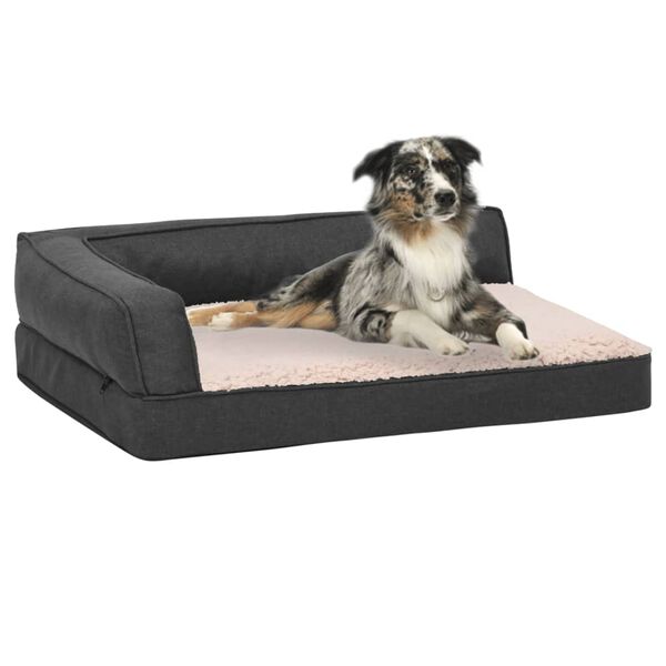 vidaXL Matelas de lit ergonomique pour chien 75x53 cm Gris foncé
