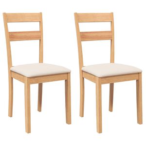 vidaXL Chaises &agrave; manger coussins 2 pcs naturel bois massif caoutchouc