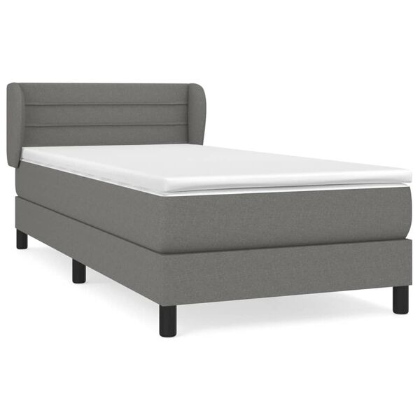 vidaXL Sommier &agrave; lattes de lit avec matelas Gris fonc&eacute; 80x200 cm Tissu