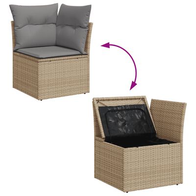 vidaXL Salon de jardin avec coussins 9 pcs beige résine tressée