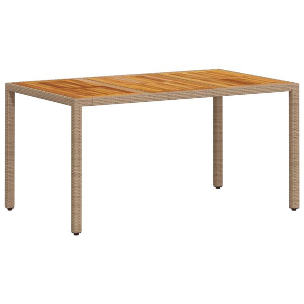 vidaXL Table de jardin beige 150x90x75 cm r&eacute;sine tress&eacute;e bois d'acacia