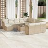 vidaXL Salon de jardin avec coussins 13 pcs beige r&eacute;sine tress&eacute;e