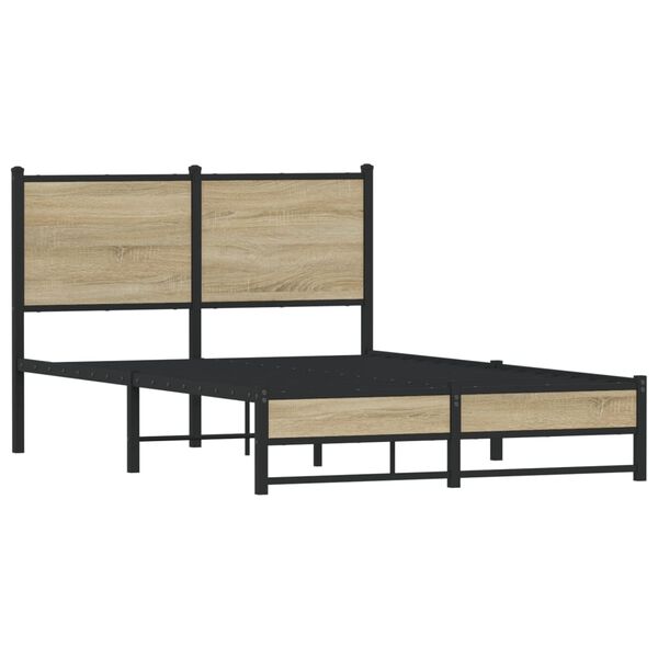 vidaXL Cadre de lit en m&eacute;tal sans matelas ch&ecirc;ne sonoma 120x200 cm