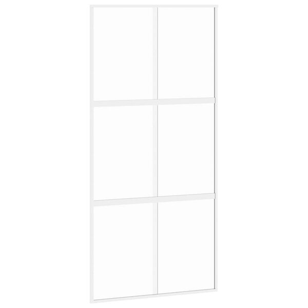 vidaXL Porte coulissante blanc 102,5x205 cm verre tremp&eacute; aluminium