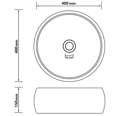 vidaXL Lavabo rond de luxe Gris foncé mat 40x15 cm Céramique