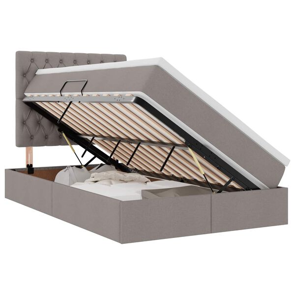 vidaXL Lit avec rangement et LED avec LED Taupe 120 x 200 cm Polyester