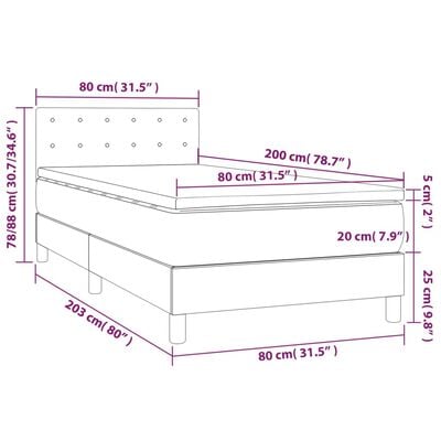 vidaXL Sommier à lattes de lit avec matelas et LED Gris clair 80x200cm