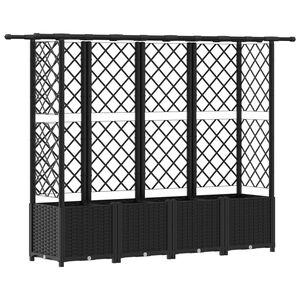 vidaXL Lit &Eacute;lev&eacute; avec Treillis et Toit Noir 203 x 40 x 138 cm PP