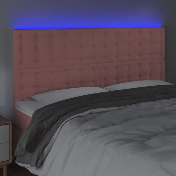 vidaXL T&ecirc;te de lit &agrave; LED Rose 180x5x118/128 cm Velours