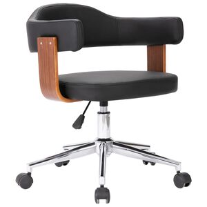 vidaXL Chaise pivotante de bureau Noir Bois courb&eacute; et similicuir