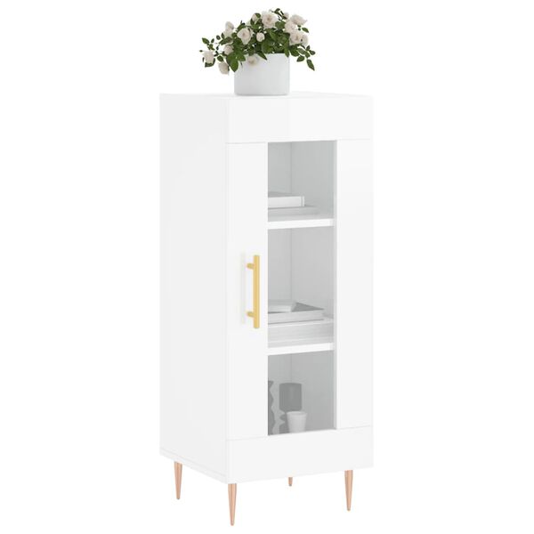 vidaXL Buffet Blanc brillant 34,5x34x90 cm Bois d'ing&eacute;nierie