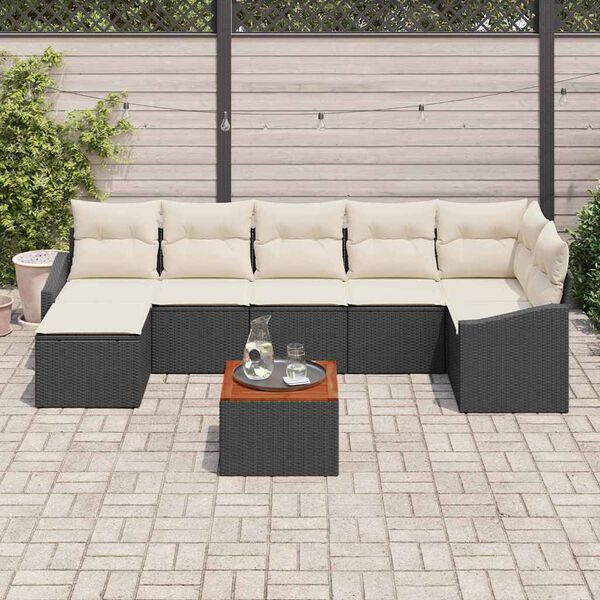 vidaXL Ensemble de canapé de jardin 8 pcs Noir et blanc