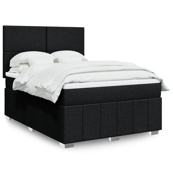 vidaXL Sommier &agrave; lattes de lit avec matelas Noir 140x200 cm Tissu