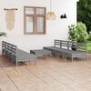 vidaXL Salon de jardin 9 pcs Gris Bois de pin massif