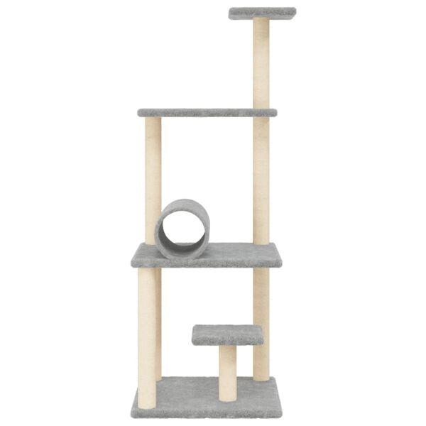 vidaXL Arbre &agrave; chat avec griffoirs en sisal gris clair 136 cm