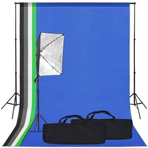 vidaXL Kit de studio photo avec bo&icirc;te &agrave; lumi&egrave;re et toile de fond