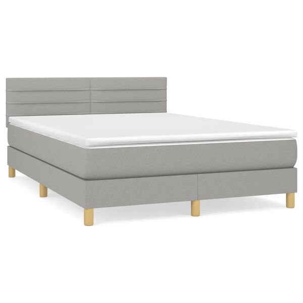 vidaXL Sommier &agrave; lattes de lit avec matelas Gris clair 140x190cm Tissu