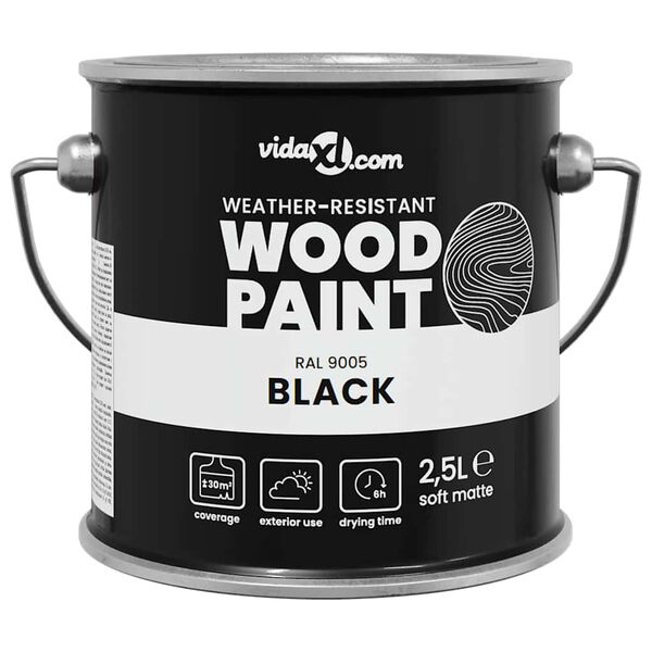 vidaXL Peinture pour bois Noir 16,5 x 16,5 x 15,9 cm Impression murale