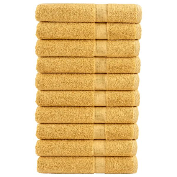 vidaXL Serviettes de sauna de qualit&eacute; sup&eacute;rieure SOLUND 10 pcs dor&eacute;