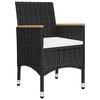 vidaXL Ensemble de bistro 3 pcs Résine tressée et bois d'acacia Noir