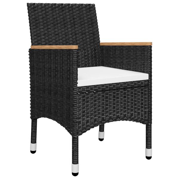 vidaXL Ensemble de bistro 3 pcs Résine tressée et bois d'acacia Noir