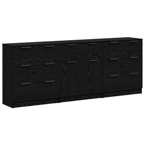 vidaXL Buffet 3 pc Ch&ecirc;ne noir 181 x 30 x 70 cm Bois d'ing&eacute;nierie