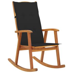 vidaXL Chaise &agrave; bascule avec coussins Bois d'acacia massif