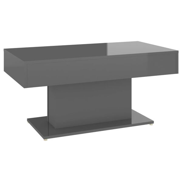 vidaXL Table basse gris brillant 96x50x45 cm bois d'ing&eacute;nierie