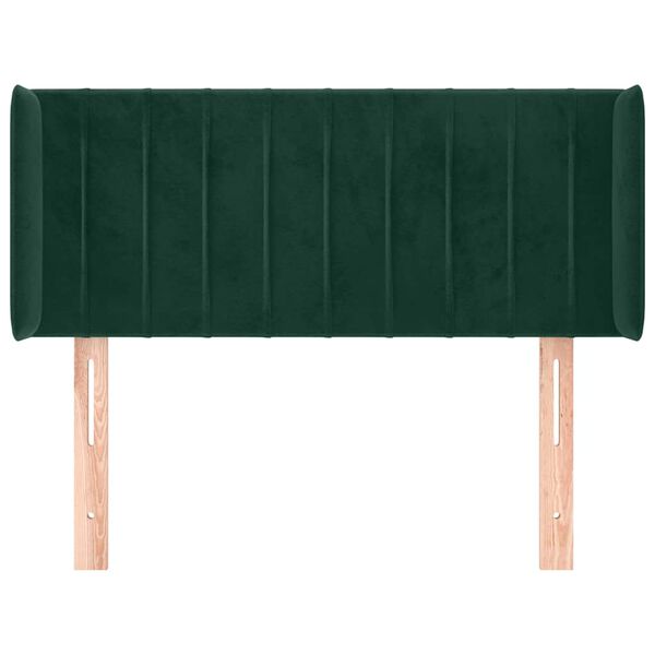 vidaXL T&ecirc;te de lit avec oreilles Vert fonc&eacute; 93x16x78/88 cm Velours