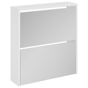 vidaXL Armoire &agrave; chaussures miroir 2 niveaux Blanc brillant 63x17x67cm