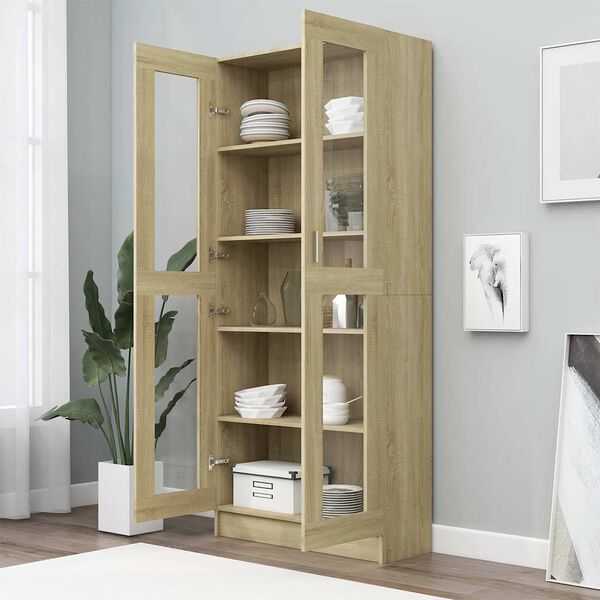 vidaXL Armoire vitrine Ch&ecirc;ne sonoma 82,5x30,5x185 cm Bois ing&eacute;nierie