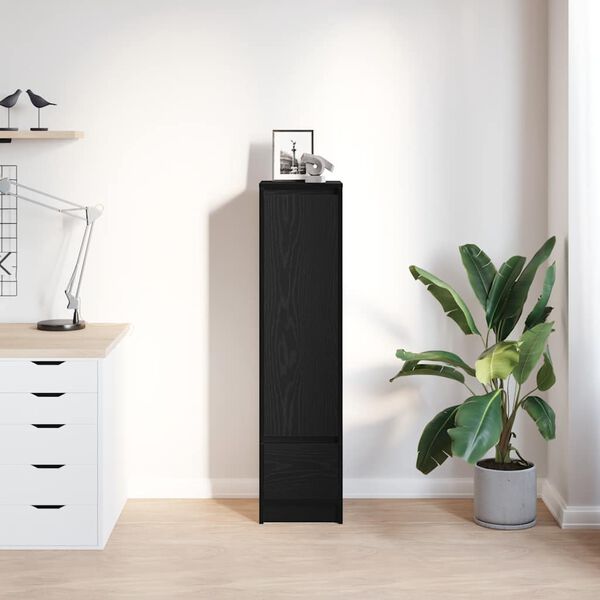 vidaXL Buffet haut ch&ecirc;ne noir 29,5x34x119,5 cm bois d'ing&eacute;nierie