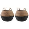 vidaXL Pot de plante avec poign&eacute;es 2 pc Noir &Oslash; 45 x 36 cm